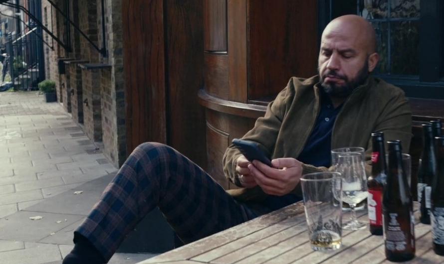 Navy and Brown Checkered Pants of Dar Salim as Felix