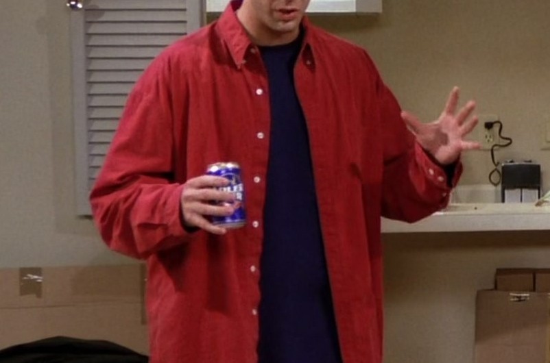 Red Button Down Long Sleeve Shirt of David Schwimmer as Ross Geller