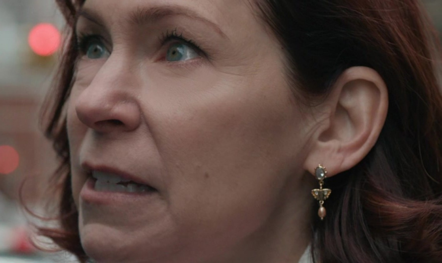 Gold-Tone Drop Earrings with Vintage-Inspired Design Worn by Carrie Preston as Elsbeth Tascioni