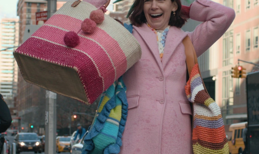 Blush Pink Wool-Blend Long Coat Worn by Carrie Preston as Elsbeth Tascioni