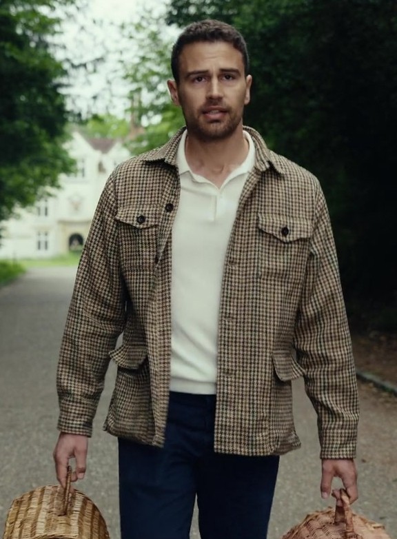 Classic Houndstooth Check Field Jacket of Theo James as Eddie Horniman
