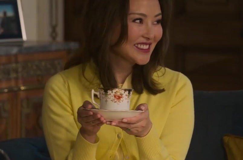 Yellow Cropped Knit Cardigan Worn by Elizabeth Tan as Emma Taylor