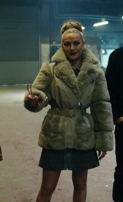 belted puffer coat with faux fur - Chanel Cresswell (Tammy) - The Gentlemen TV Show