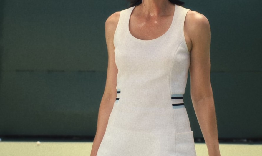 Simple White Tennis Dress with Pockets Worn by Leslie Bibb as Dinah