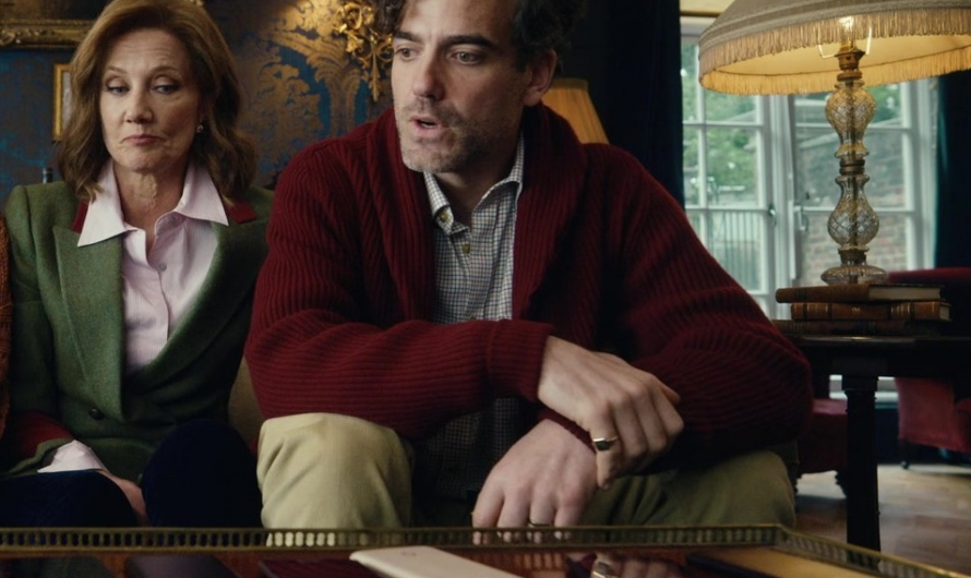 Red Knit Cardigan of Daniel Ings as Freddy Horniman