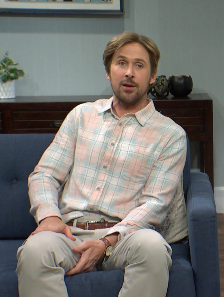 pastel long sleeve plaid button-down shirt - Ryan Gosling (Guest) - Saturday Night Live TV Show