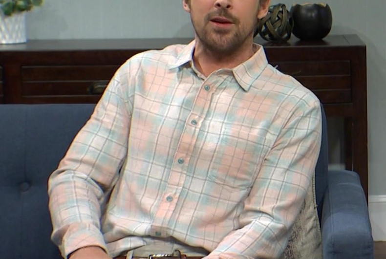 Pastel Long Sleeve Plaid Button-Down Shirt of Ryan Gosling as Guest
