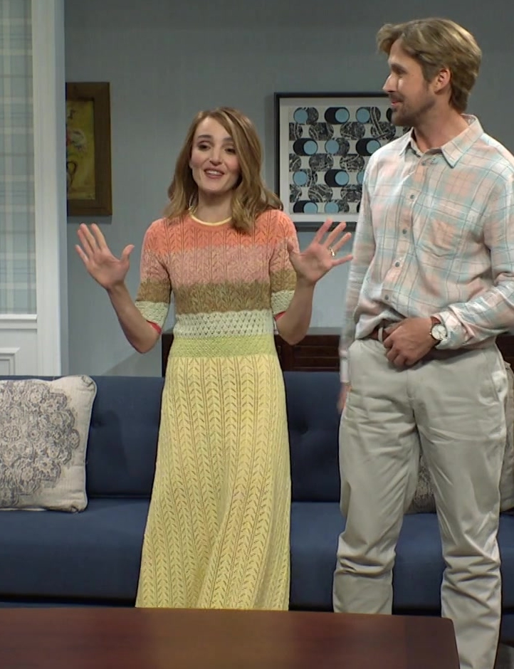 multicolor crochet midi dress - Chloe Fineman) - Saturday Night Live TV Show