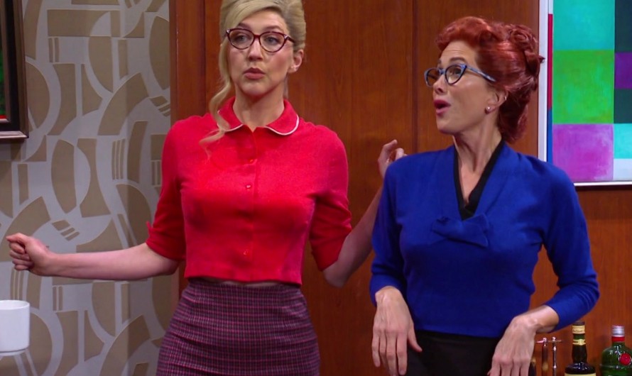 Royal Blue Blouse with Chic Bow Neckline of Kristen Wiig