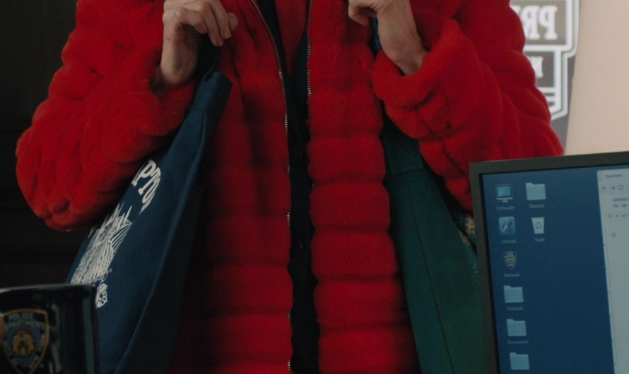 Red Long Faux Fur Coat of Carrie Preston as Elsbeth Tascioni