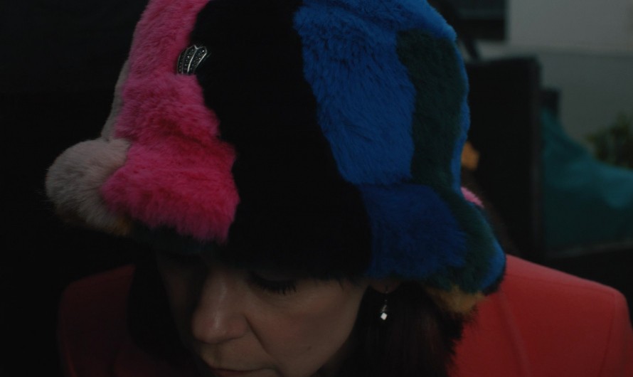 Colorful Patchwork Faux Fur Bucket Hat of Carrie Preston as Elsbeth Tascioni