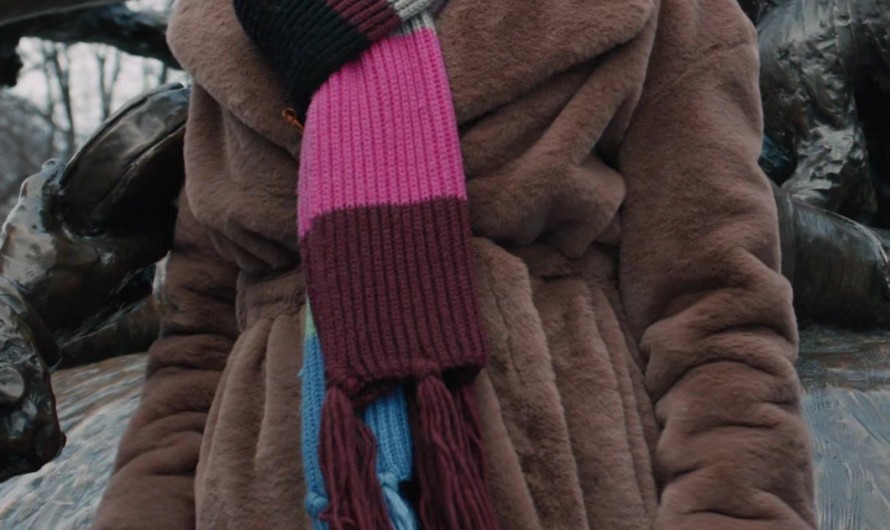 Plush Teddy Coat in Rich Chocolate Brown with Oversized Lapels of Carrie Preston as Elsbeth Tascioni