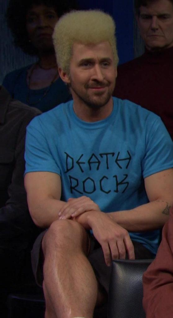 death rock logo blue t-shirt - Ryan Gosling (Guest / Beavis) - Saturday Night Live TV Show