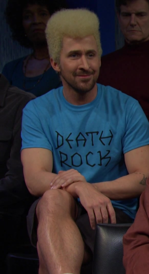 Death Rock Logo Blue T-Shirt of Ryan Gosling as Guest / Beavis