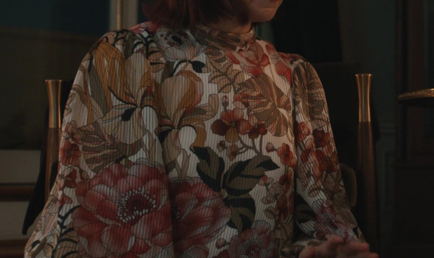 Puff Sleeve Blouse with Botanical Print of Carrie Preston as Elsbeth Tascioni