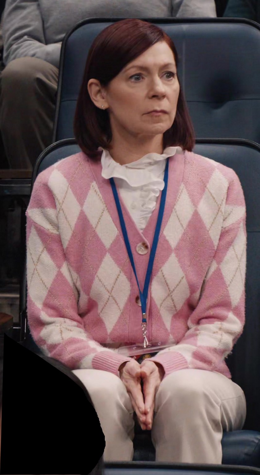 Pastel Pink Diamond Check Cardigan of Carrie Preston as Elsbeth ...