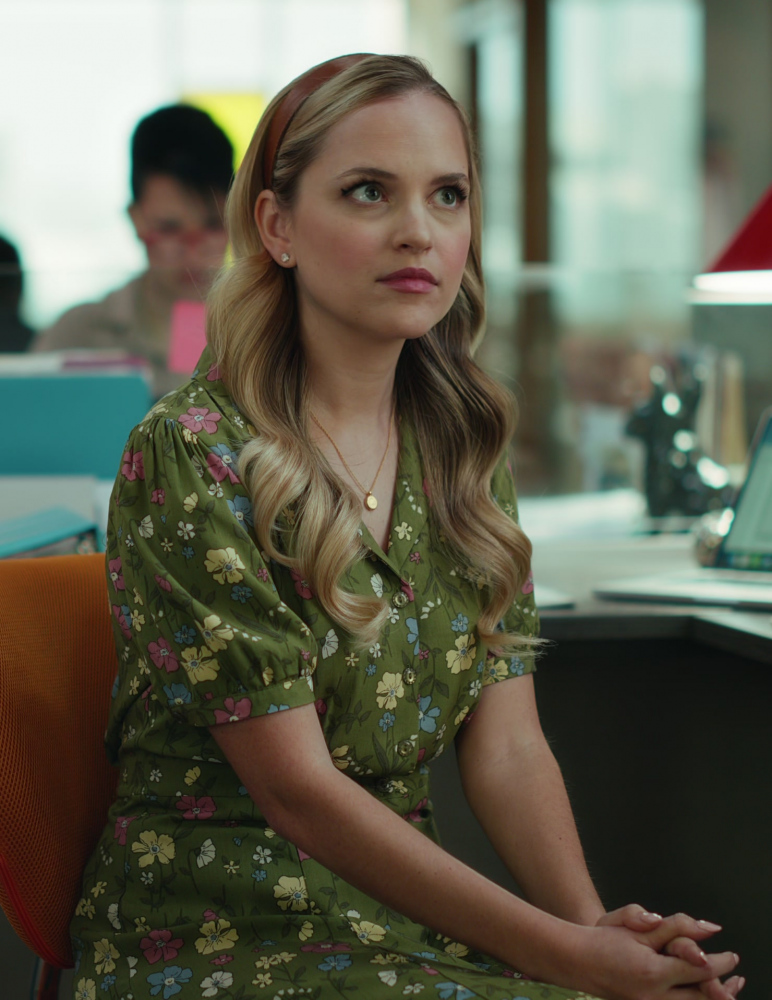 Green Floral Print Shirt Dress Worn by Stephanie Styles as Ainsley