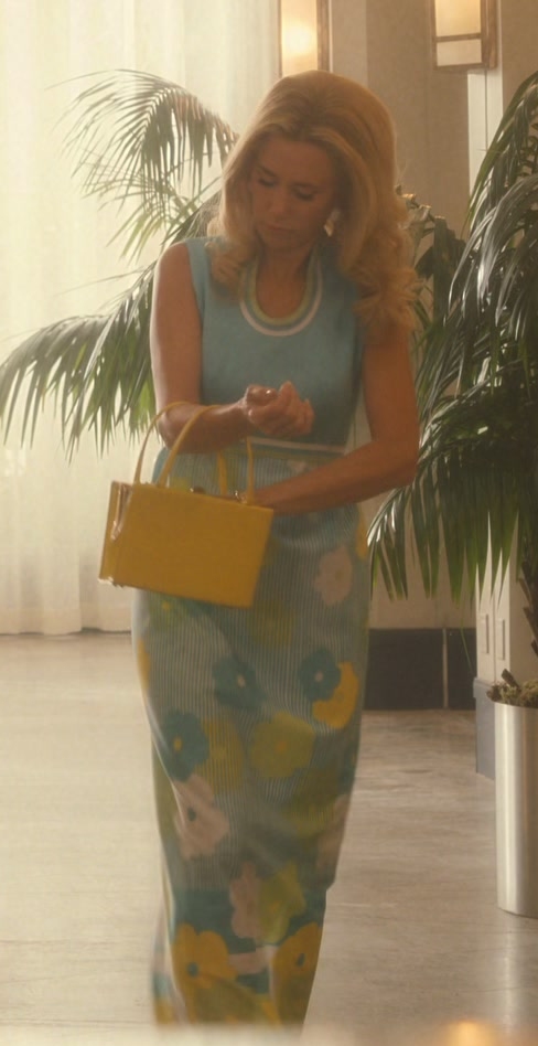 Aqua Blue Striped Maxi Dress with Floral Print  of Kristen Wiig as Maxine Simmons