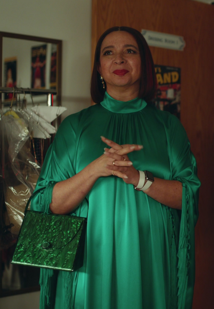 emerald green acrylic tote clutch - Maya Rudolph (Molly Wells) - Loot TV Show