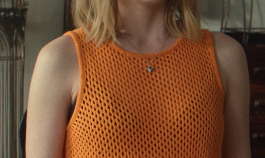 Orange Knit Sleeveless Tank Top of Lucy Boynton as Harriet