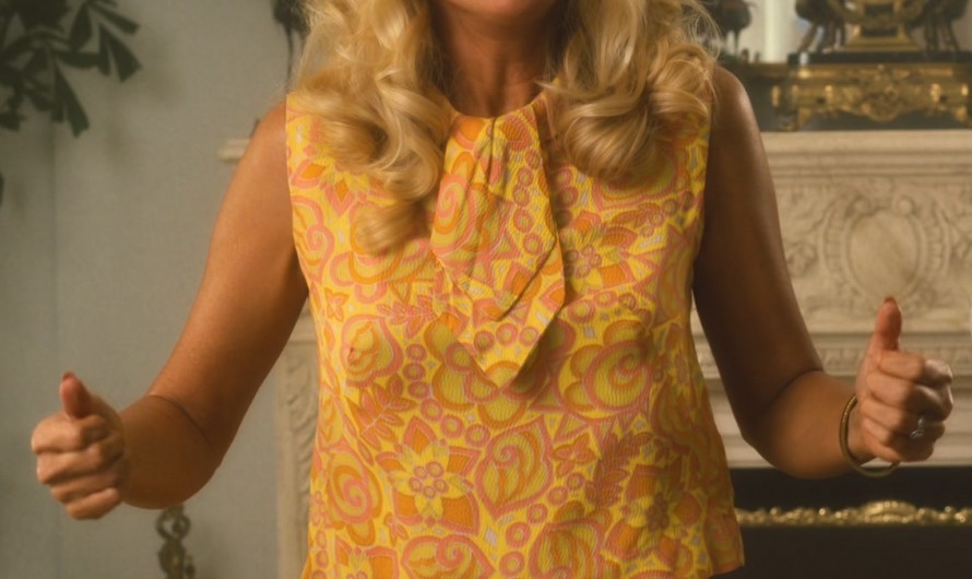 Yellow and Orange Floral Sleeveless Top Worn by Kristen Wiig as Maxine Simmons