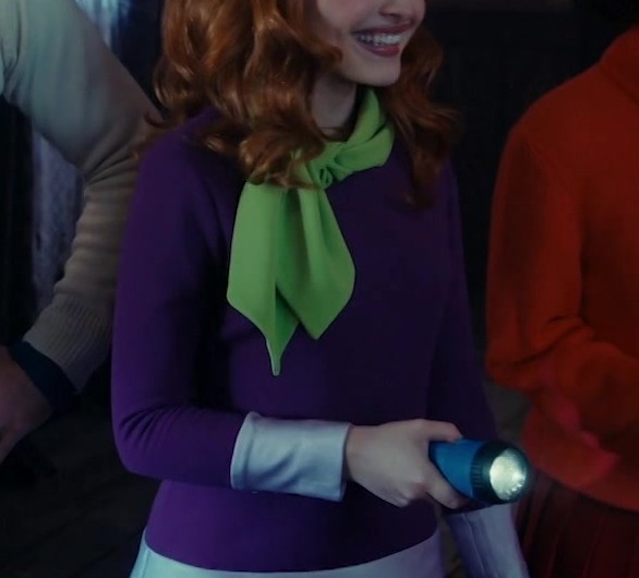 Purple and White Striped Dress of Chloe Fineman as Daphne Blake