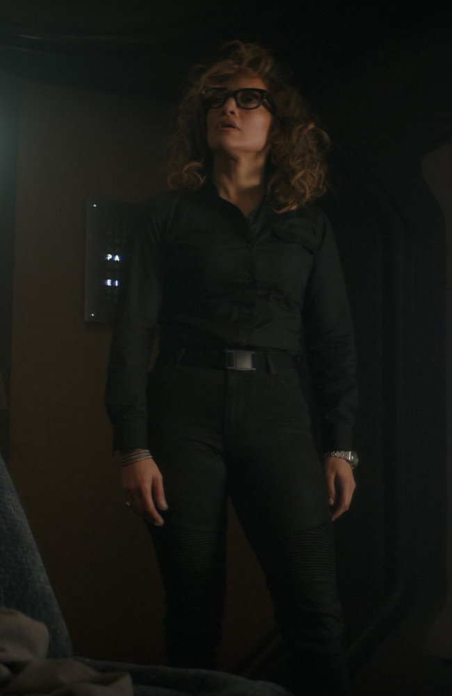 Black Button Down Shirt of Jennifer Lopez as Atlas Shepherd