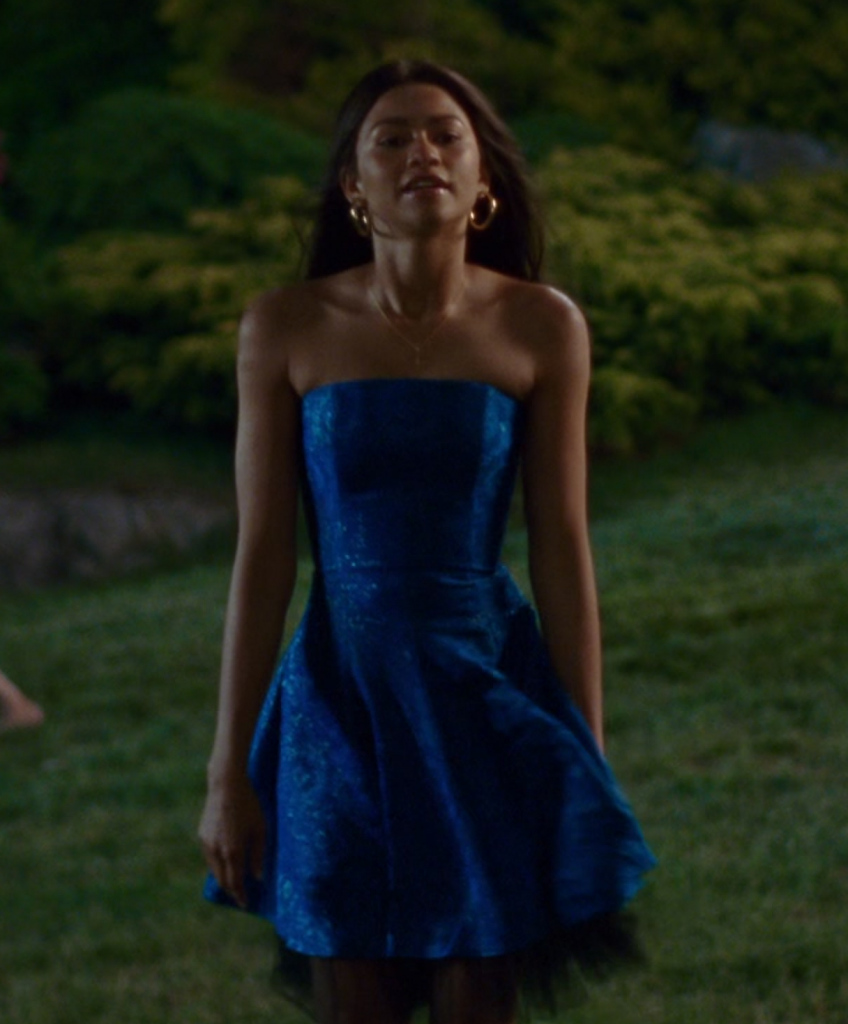 blue strapless cocktail dress - Zendaya (Tashi Duncan) - Challengers (2024) Movie