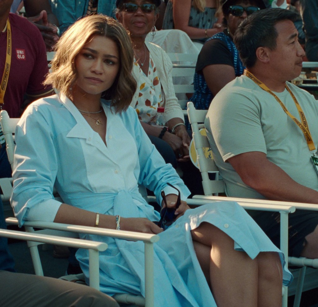 light blue button down shirt dress - Zendaya (Tashi Duncan) - Challengers (2024) Movie