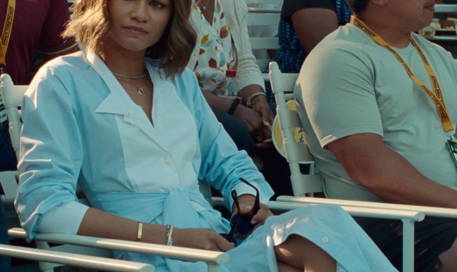 Light Blue Button Down Shirt Dress of Zendaya as Tashi Duncan
