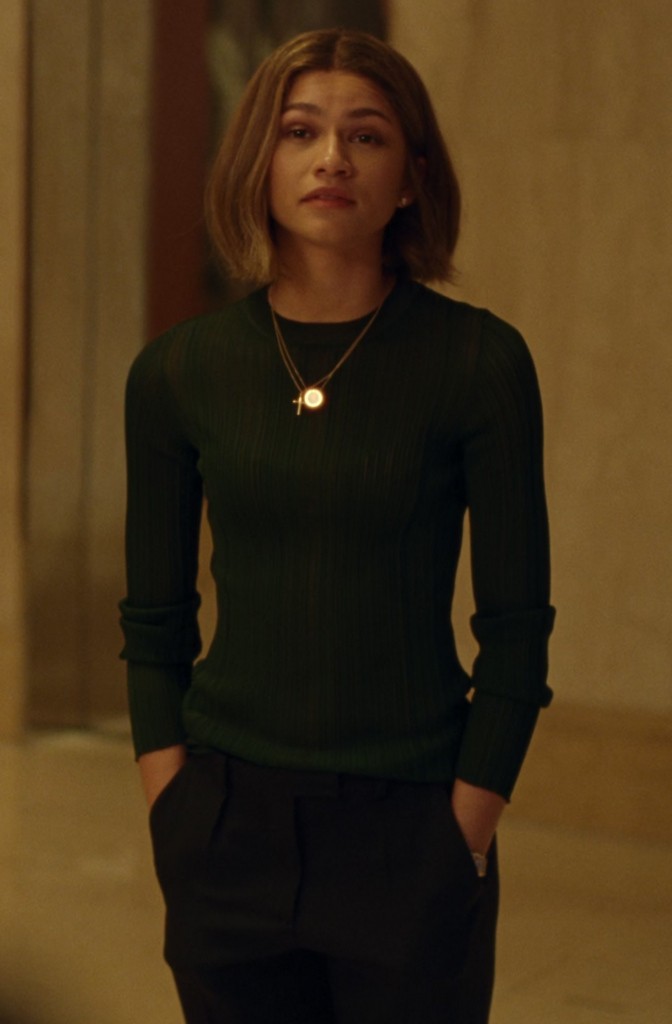 green crew neck knit top - Zendaya (Tashi Duncan) - Challengers (2024) Movie