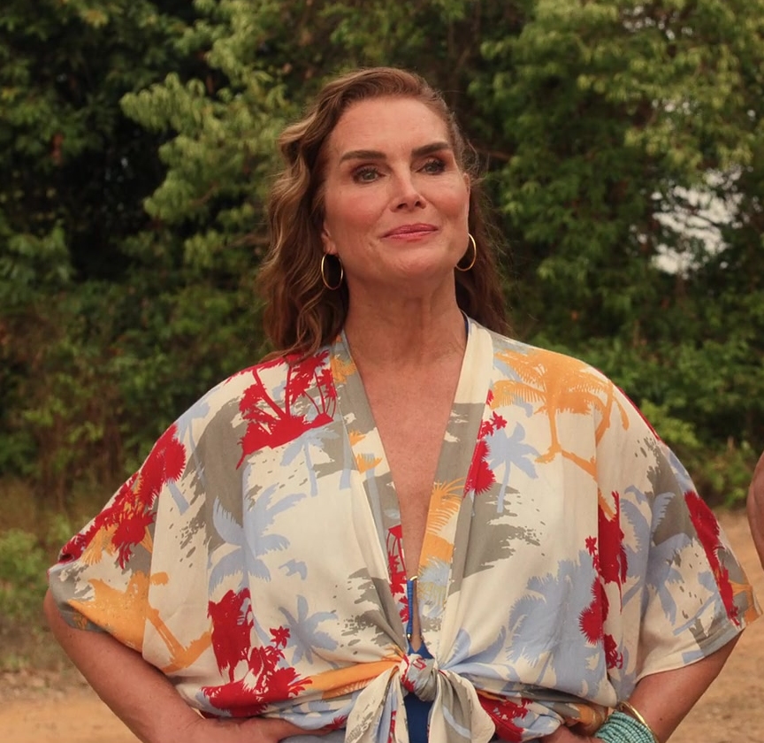 tropical print wrap top - Brooke Shields (Lana) - Mother of the Bride (2024) Movie