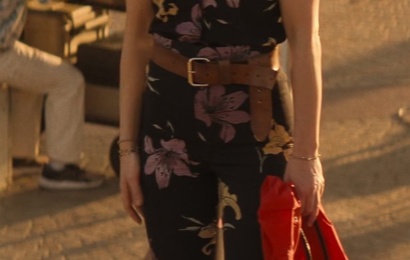 Black Floral Short Sleeve Jumpsuit of Emily Blunt as Jody Moreno