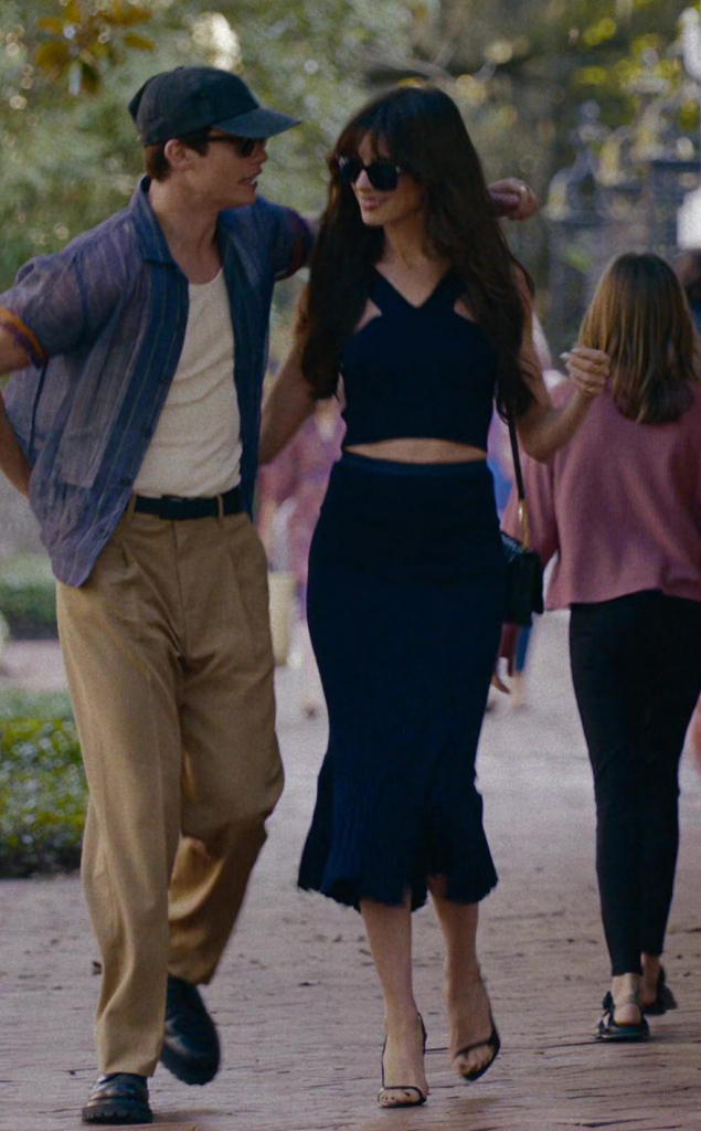 navy blue ruffle trim skirt - Anne Hathaway (Solène) - The Idea of You (2024) Movie