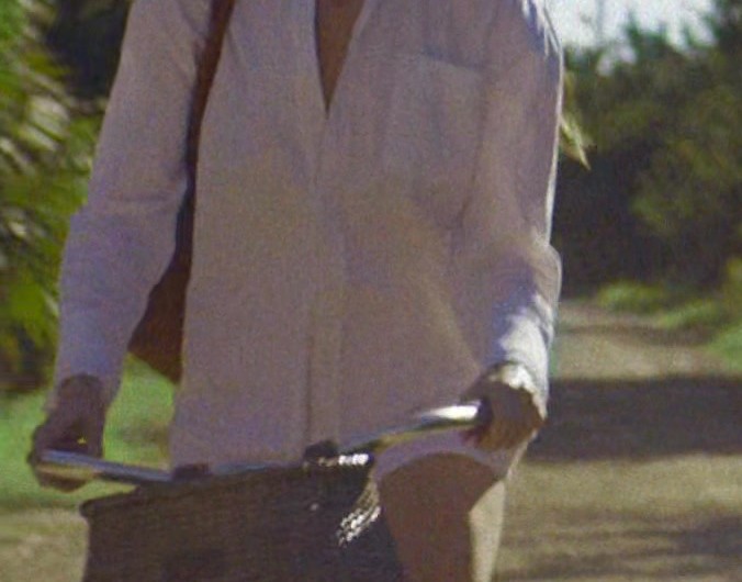 White Button Down Linen Shirt of Anne Hathaway as Solène