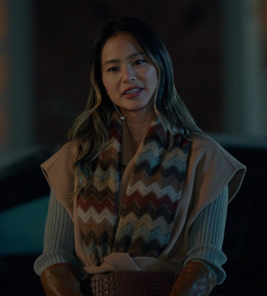 multicolor zigzag scarf - Jamie Chung (Jasmine) - Reunion (2024) Movie