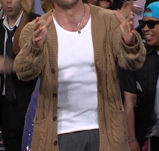 Classic Tan Button-Up Cable Knit Cardigan of Jake Gyllenhaal as Guest