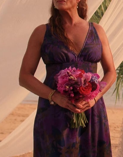 Purple Floral Tie-Dye Silk Maxi Dress of Brooke Shields as Lana