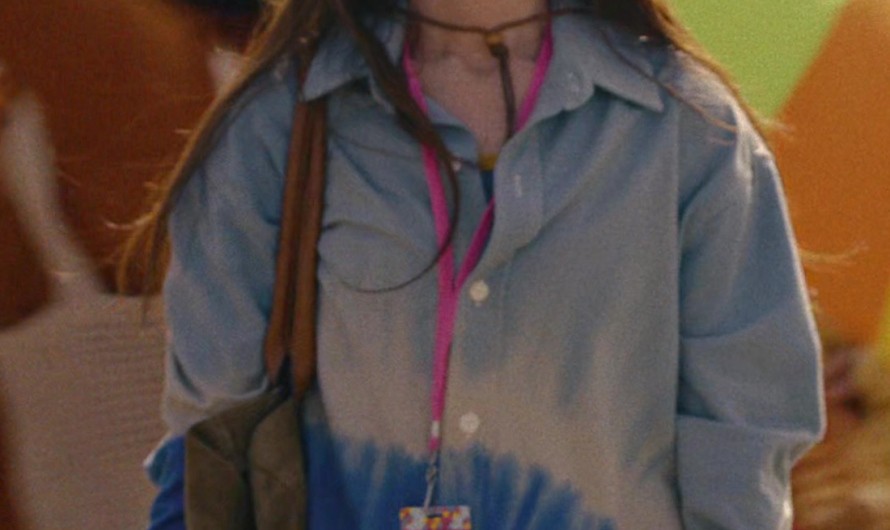 Two-Tone Tie Dye Button Down Denim Shirt of Anne Hathaway as Solène