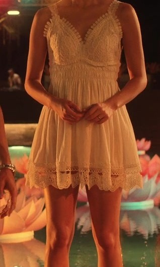 White Embroidered Lace Mini Dress of Miranda Cosgrove as Emma