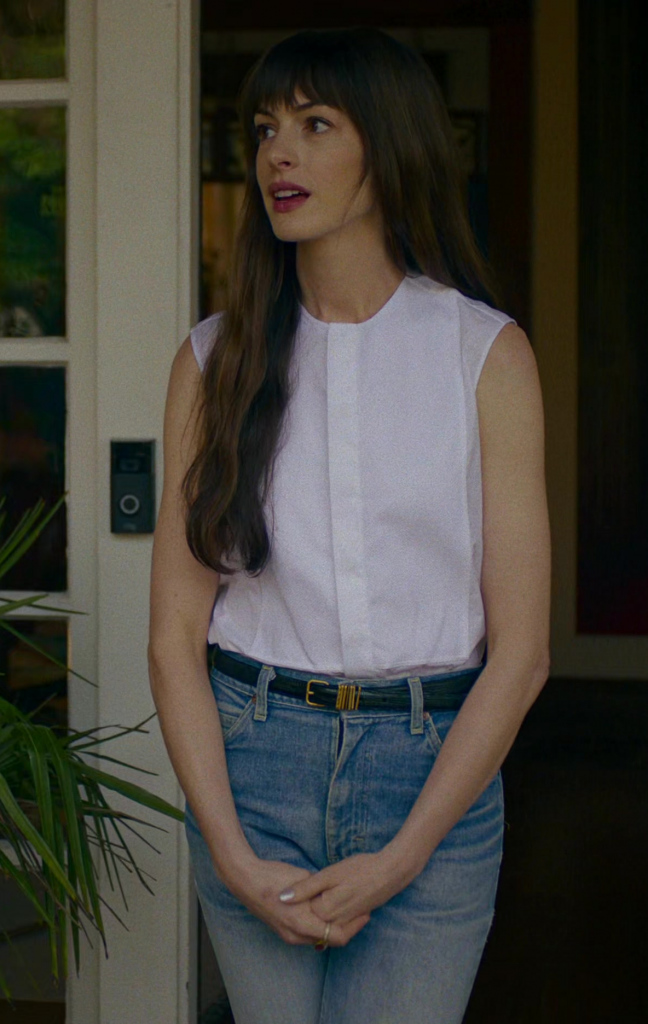 white sleeveless blouse - Anne Hathaway (Solène) - The Idea of You (2024) Movie