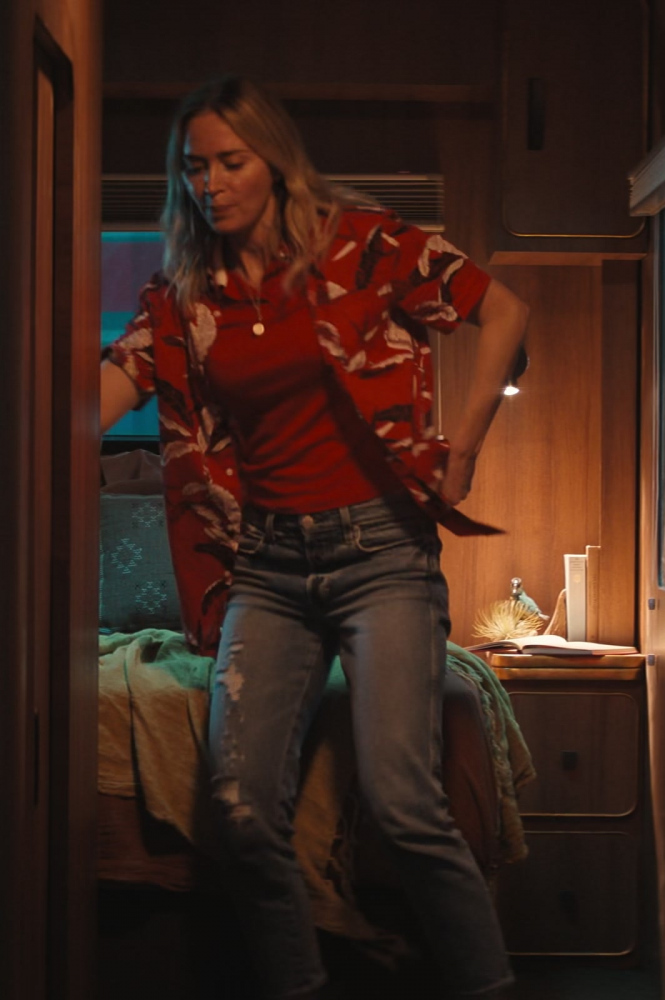 Red Tropic Print Hawaiian Shirt of Emily Blunt as Jody Moreno