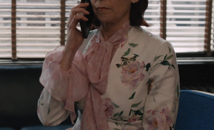 White Blazer Adorned with Pink Flower Patterns of Carrie Preston as Elsbeth Tascioni
