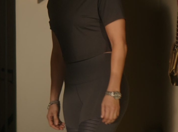 High Waisted Moto Yoga Grey Full Length Leggings of Jennifer Lopez as Atlas Shepherd