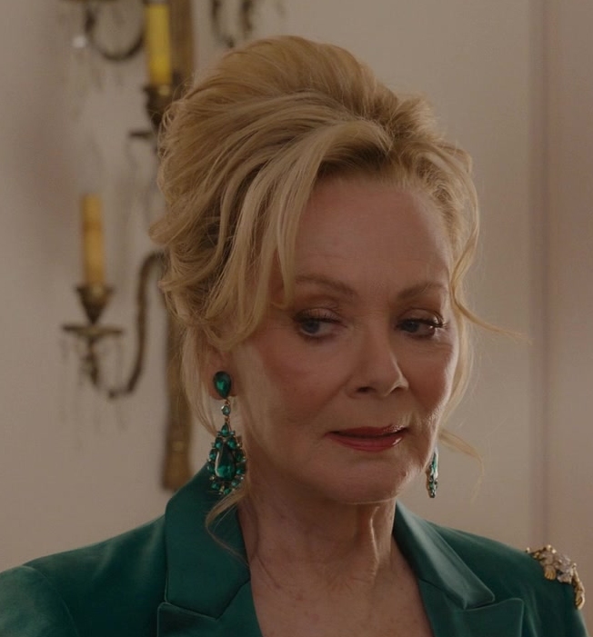 Emerald Green Rhinestone Drop Earrings of Jean Smart as Deborah Vance