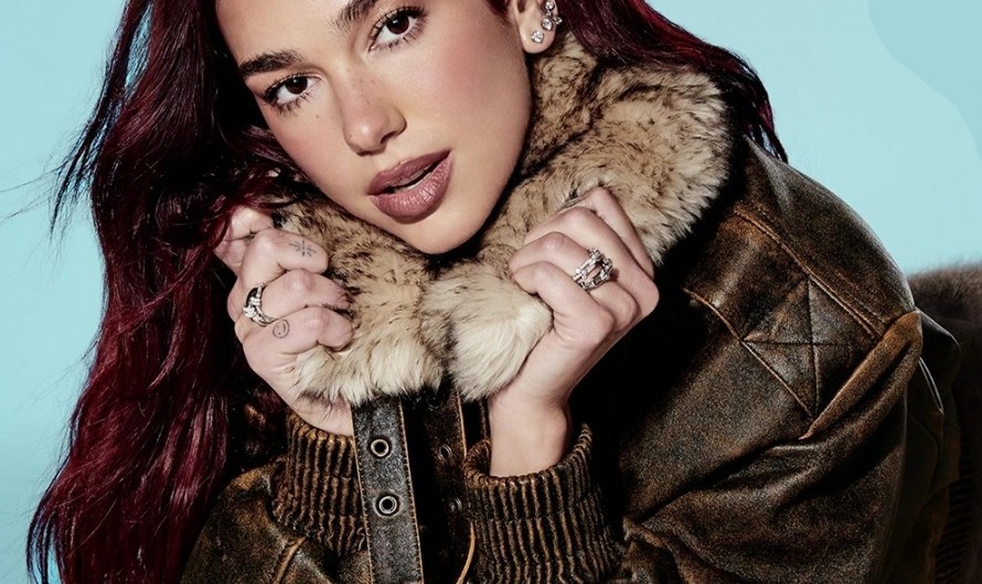 Leather Flight Aviator Jacket of Dua Lipa as Guest