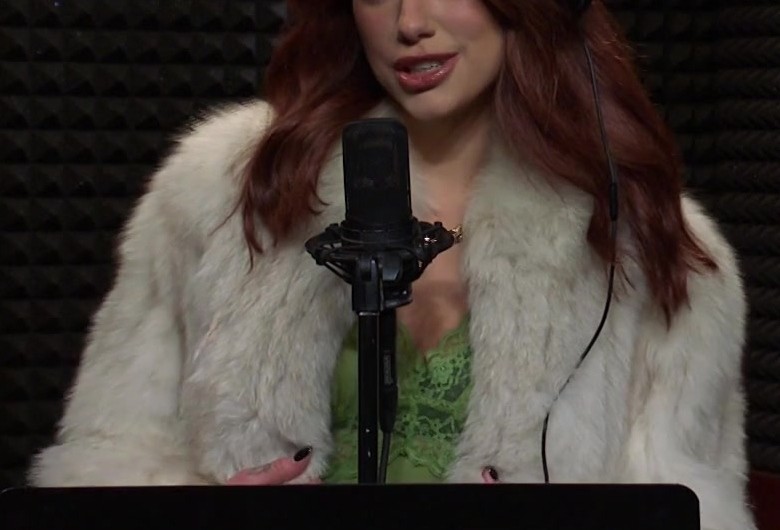 Short Faux Fur Coat of Dua Lipa as Guest