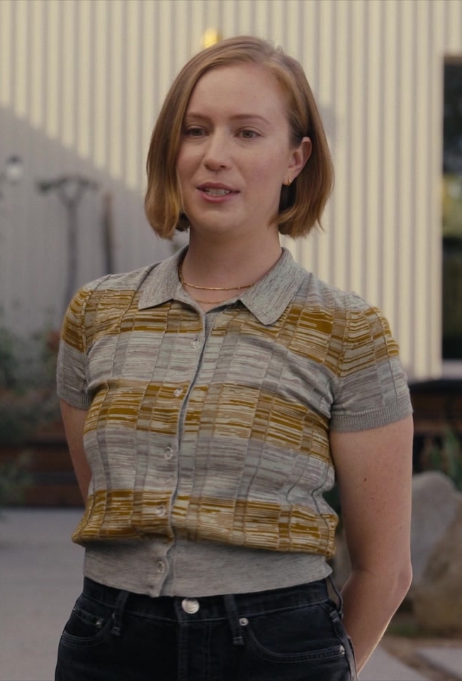 Retro Striped Short Sleeve Shirt of Hannah Einbinder as Ava Daniels