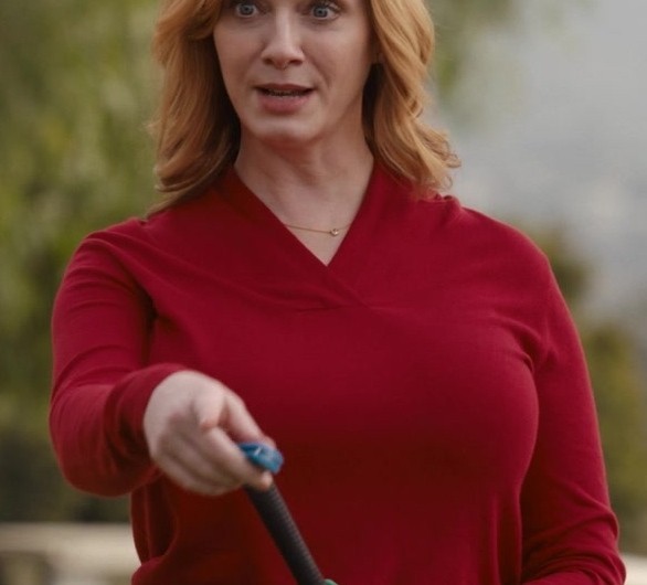 Red V-Neck Pullover of Christina Hendricks