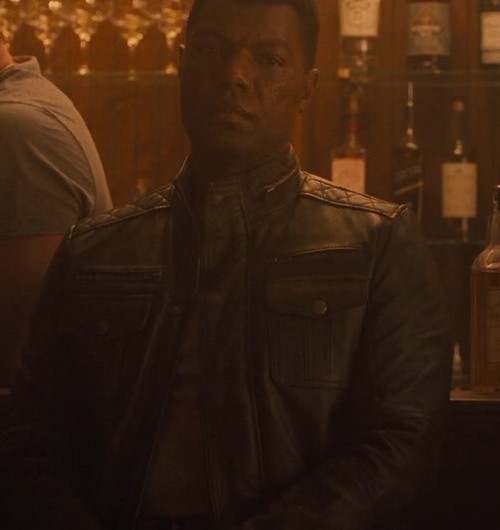 Black Leather Biker Jacket with Multiple Pockets of Will Catlett as Rickles